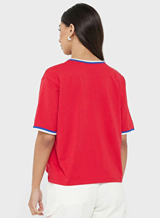 uess Jeans Kadın Kırmızı Boxy Fit T-Shirt W5YI19K8HM0-G585