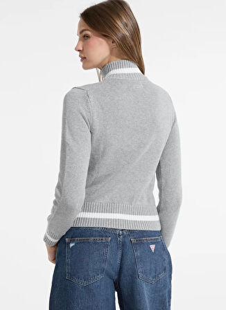 Guess Jeans Yarım balıkçı Yaka Standart İşlemeli Gri Kazak Kadın Guess Jeans Kadın Triko