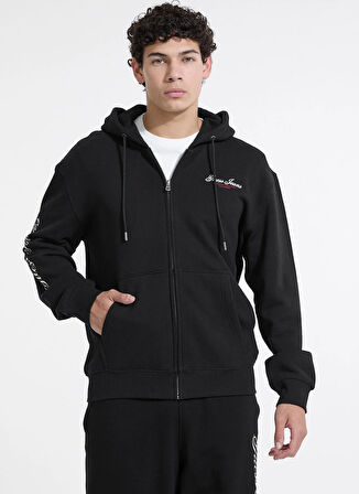 Guess Jeans Kapüşon Yaka Siyah Erkek Sweatshırt M5YQ15KCPR1-JBLK Guess Jeans Erkek