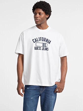 Guess Jeans Erkek Beyaz Oversize Fit T-Shirt M5YI52K8HM0-G011