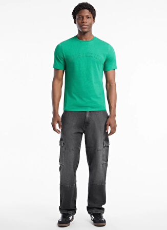 Guess Jeans Bisiklet Yaka Baskılı Yeşil Erkek T-Shirt M5YI05K8HM0-A899 Guess Jeans Erkek