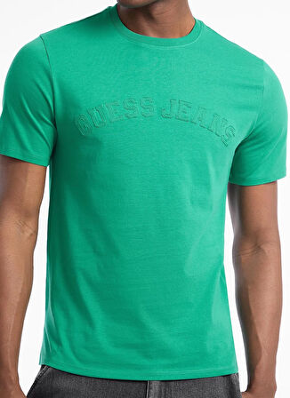 Guess Jeans Bisiklet Yaka Baskılı Yeşil Erkek T-Shirt M5YI05K8HM0-A899 Guess Jeans Erkek