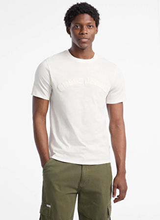 Guess Jeans Bisiklet Yaka Baskılı Ekru Erkek T-Shirt M5YI05K8HM0-G054 Guess Jeans Erkek