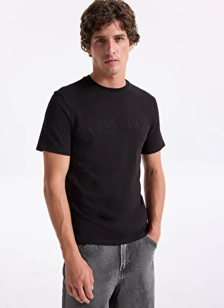 Guess Jeans Bisiklet Yaka Düz Siyah Erkek T-Shirt M5YI05K8HM0-JBLK Guess Jeans Erkek