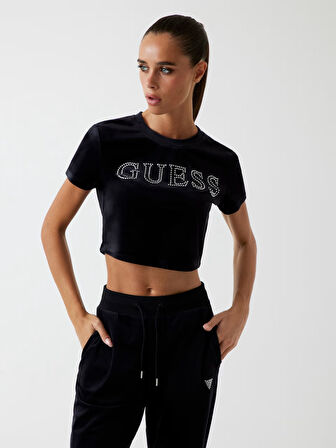 Guess Kadife Kadın Crop T-shirt V3BI01K0232