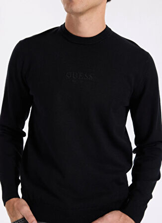 Guess Bisiklet Yaka Standart Düz Siyah Erkek Kazak M5YR08Z3FC2-JBLK Hervey Erkek Triko