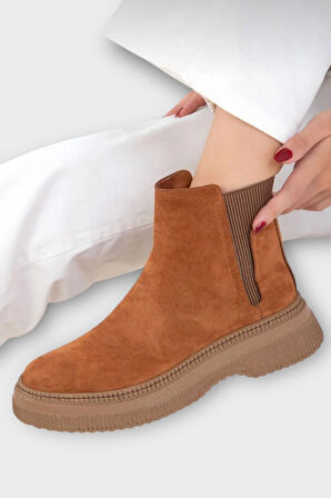 Yandan Lastikli Günlük Kadın Süet Bot TABA