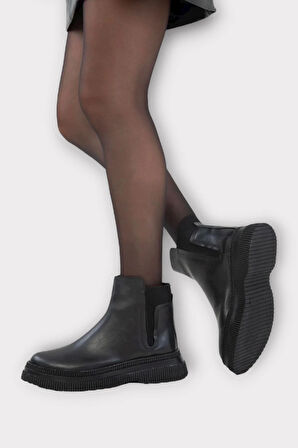 Yandan Lastikli Günlük Kadın Süet Bot SİYAH - SİYAH