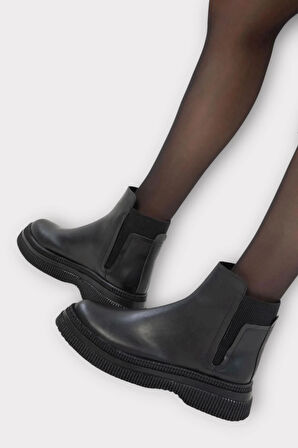 Yandan Lastikli Günlük Kadın Süet Bot SİYAH - SİYAH