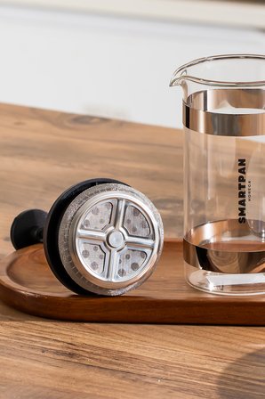 Porsima Smartpan BV008 French Press Çelik Süzgeçli Cam Bitki Çayı Kahve Demliği Presi 350 Ml