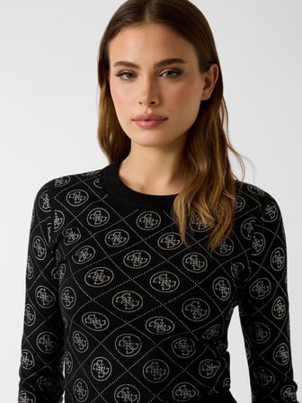 Guess W6RR66Z3JD2 Ls Cn Rhinestones 4G Kadın Kazak