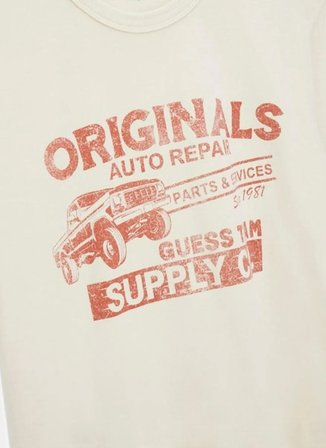 Guess Yuvarlak Yaka Düz Krem Erkek T-Shirt M6RI54K8FQ4-G053 Krem T-Shirt