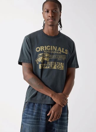 Guess Yuvarlak Yaka Düz Siyah Erkek T-Shirt M6RI54K8FQ4-JTMU Siyah T-Shirt