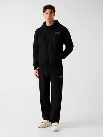 Guess Lauro Fermuarlı Kapüşonlu Erkek Siyah Sweatshirt Z6RQ22K1971-JBLK