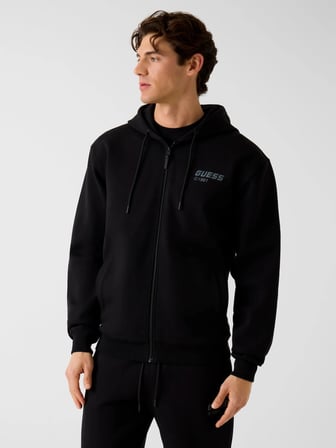 Guess Lauro Fermuarlı Kapüşonlu Erkek Siyah Sweatshirt Z6RQ22K1971-JBLK