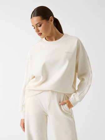 Guess Octavia Bisiklet Yaka Kadın Beyaz Sweatshirt V6RQ96KCX22-G027