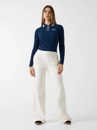 Guess Shari Polo Yakalı Triko Kadın Mavi Triko V6RR01Z4652-G7R1