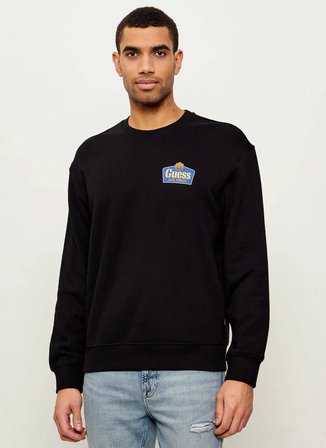Guess Jeans Yuvarlak Yaka Siyah Erkek Sweatshırt M6RQ21KCPR1-JBLK Siyah Sweatshirt