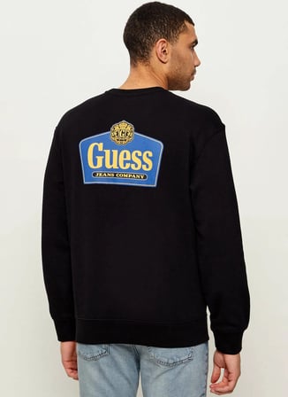 Guess Jeans Yuvarlak Yaka Siyah Erkek Sweatshırt M6RQ21KCPR1-JBLK Siyah Sweatshirt