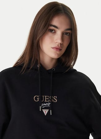Guess Jeans Siyah Kadın Logo Baskılı Sweatshirt W6RQ00K68I4-JBLK