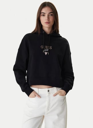Guess Jeans Siyah Kadın Logo Baskılı Sweatshirt W6RQ00K68I4-JBLK