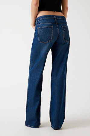 Kadın Slouchy Regular Fit Jean Pantolon - Koyu Mavi | 25/30