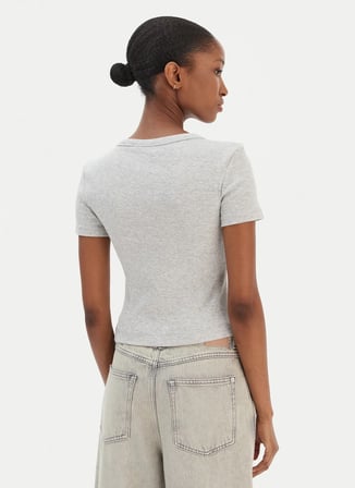 Guess Gri Kadın Slim Fit Taşlı T-Shirt W6RI22KA0H1-LMGY