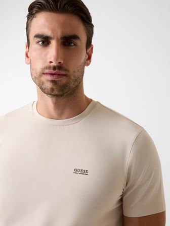 Guess Kısa Kollu Bisiklet Yaka Yeni Teknik Esnek Erkek Krem T-shirt M6RI19KD202-G1I6