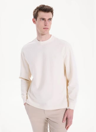 Guess Beyaz Erkek Sweatshirt M6RP07KD231-JBLK Beyaz Sweatshirt