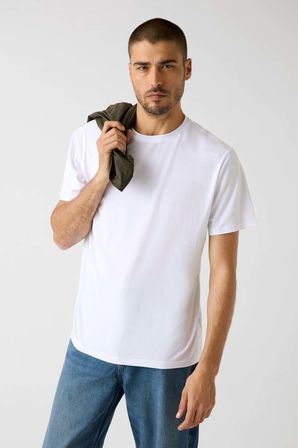 Erkek Arm Modal Karışımlı Regular Fit T-Shirt - Beyaz | M