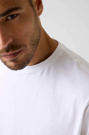 Erkek Arm Modal Karışımlı Regular Fit T-Shirt - Beyaz | M