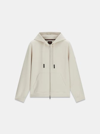 Guess Uzun Kollu Yeni Teknik Esnek Fermuarlı Kapüşonlu Erkek Krem Sweatshirt M6RQ05KD132-G1I6