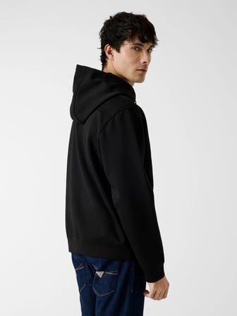 Guess Uzun Kollu Yeni Teknik Esnek Fermuarlı Kapüşonlu Erkek Siyah Sweatshirt M6RQ05KD132-JBLK