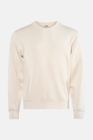 Guess Bisiklet Yaka Uzun Kollu Scuba Luxe Erkek Krem Sweatshirt M6RQ42KAYM2-G1CV