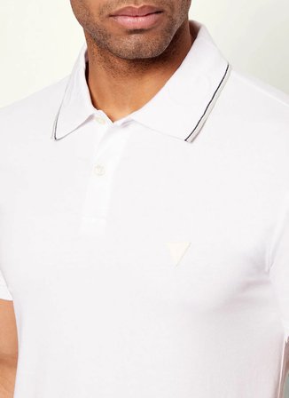Guess Düz Beyaz Erkek Polo T-Shirt M6RP66J1314-G011 Beyaz Polo T-Shirt