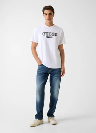 Guess Beyaz Erkek T-Shirt M6RI22K8FQ4-G011 Beyaz T-Shirt
