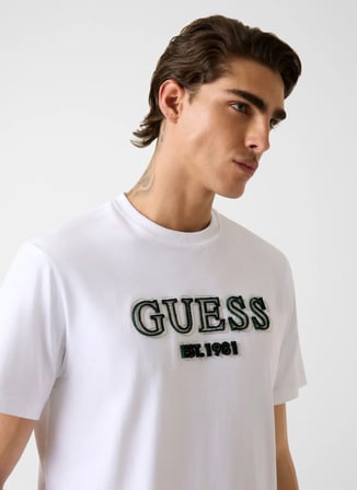 Guess Beyaz Erkek T-Shirt M6RI22K8FQ4-G011 Beyaz T-Shirt
