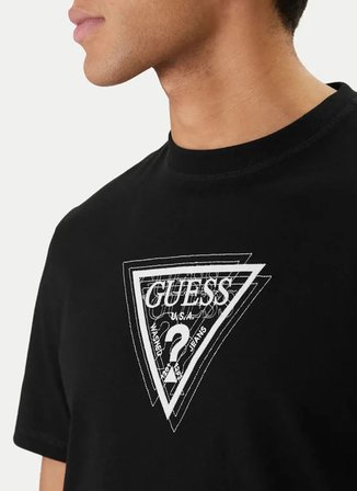 Guess Yuvarlak Yaka Düz Siyah Erkek T-Shirt M6RI23K8FQ4-JBLK Siyah T-Shirt