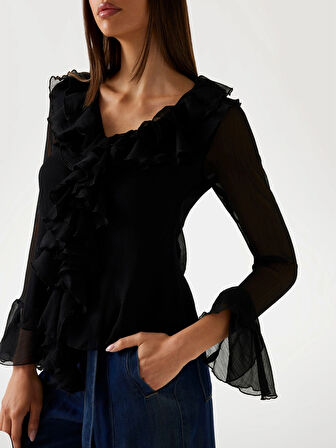 Guess Sana Kadın Siyah Top W5PH1RWP690-JBLK