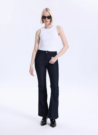 Guess Normal Bel Geniş Paça Flare Krem Kadın Denim Pantolon W6RA1QD6980-RISW