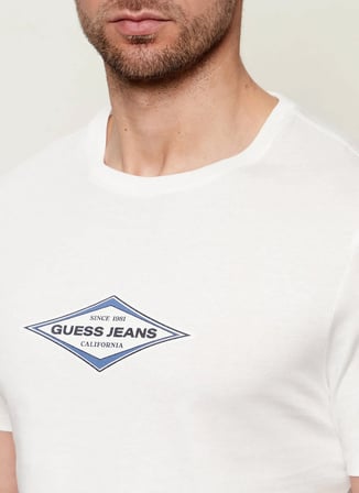 Guess Jeans Beyaz Erkek T-Shirt M6GIB4K8HM0-G046 Beyaz T-Shirt