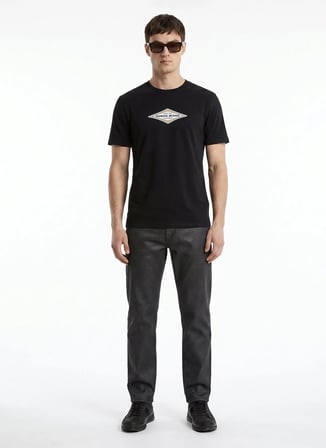 Siyah Erkek %100 Pamuk T-Shirt M6GIB4K8HM0-JBLK Siyah T-Shirt
