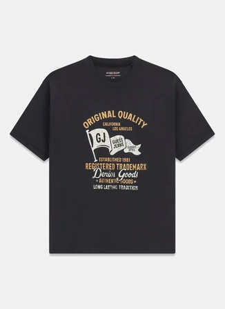 Guess Jeans Siyah Erkek Oversized Baskılı T-Shirt M6GIB8K8FQ4-JTMU Siyah T-Shirt
