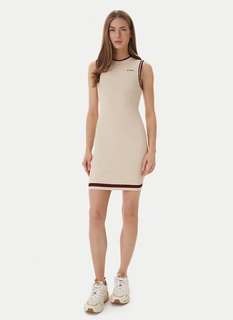 Guess Krem Kadın Yuvarlak Yaka Slim Fit Elbise V6GK04Z0648-G1V1