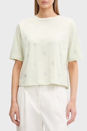Guess % 100 Pamuk Taşlı Logo Detaylı Bisiklet Yaka T Shirt V6GI18K2985 Bayan T SHİRT V6GI18 K2985 A89J YEŞİL