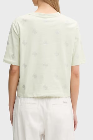 Guess % 100 Pamuk Taşlı Logo Detaylı Bisiklet Yaka T Shirt V6GI18K2985 Bayan T SHİRT V6GI18 K2985 A89J YEŞİL