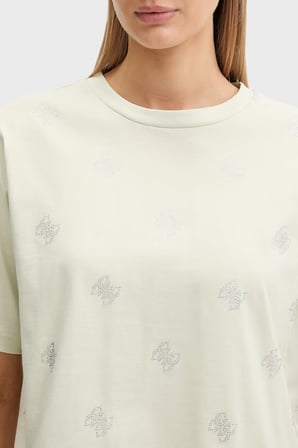 Guess % 100 Pamuk Taşlı Logo Detaylı Bisiklet Yaka T Shirt V6GI18K2985 Bayan T SHİRT V6GI18 K2985 A89J YEŞİL