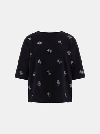 Guess Silvy Boxy Fit Kadın Siyah T-shirt V6GI18K2985-JBLK