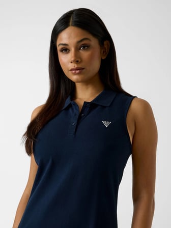 Guess Silvy Kısa Kollu Polo Yakalı Kadın Lacivert Elbise V6GK09K3152-A71W