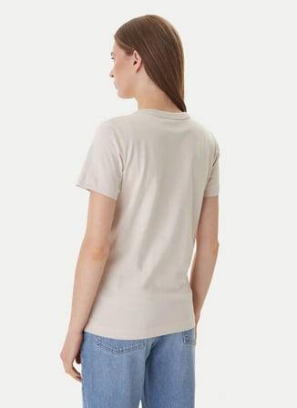 Guess Bej Kadın Box Fit Taşlı T-Shirt W6GI08K3023-A11C